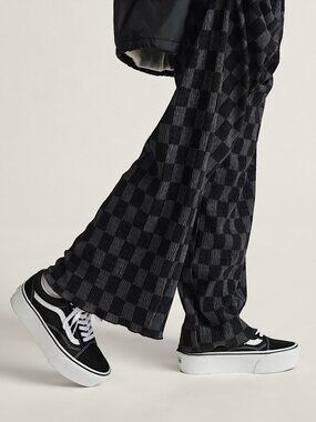 Vans Old Skool Platform Shoes Black White Canvas Skate Sneakers Women’s 7.5